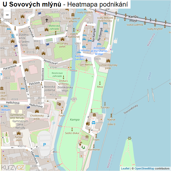 Mapa U Sovových mlýnů - Firmy v ulici.