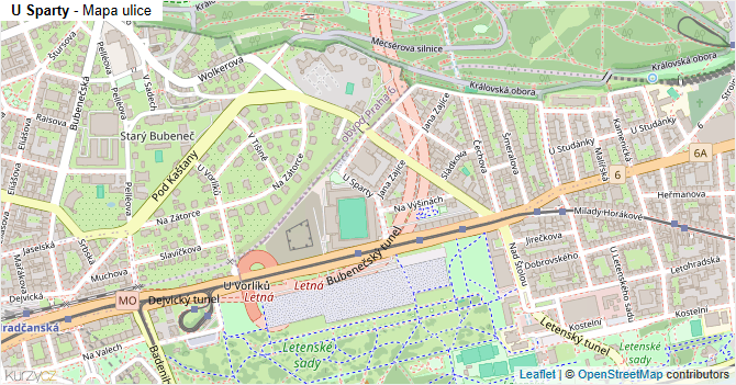 U Sparty - mapa ulice