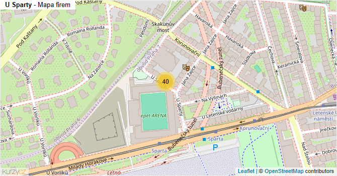 U Sparty - mapa firem