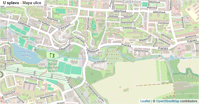 U splavu - mapa ulice