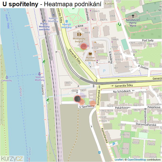 Mapa U spořitelny - Firmy v ulici.