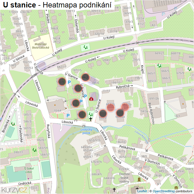 Mapa U stanice - Firmy v ulici.