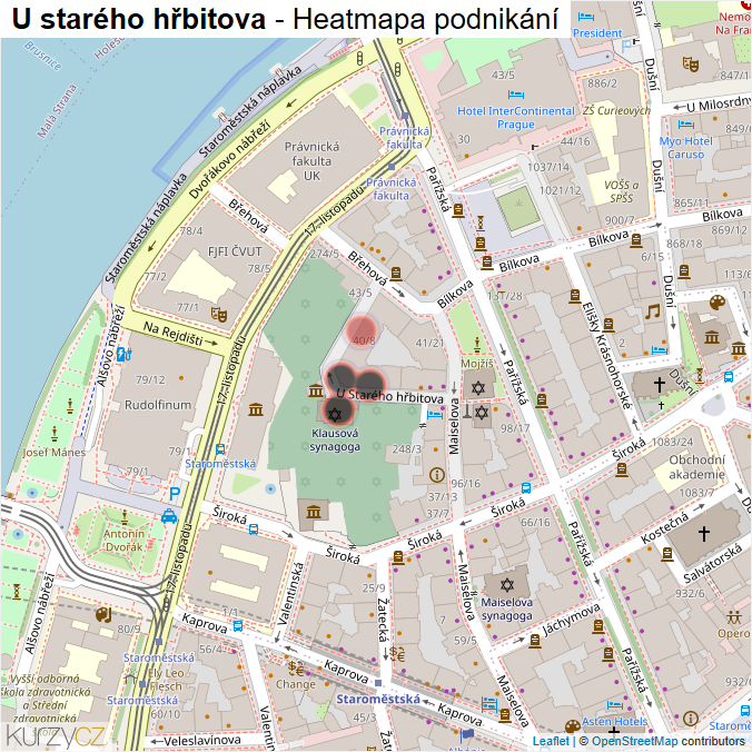 Mapa U starého hřbitova - Firmy v ulici.