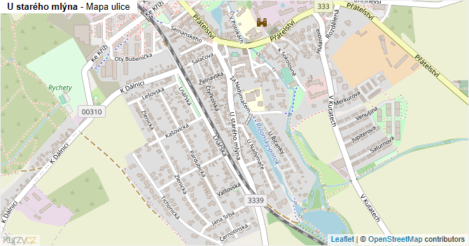 U starého mlýna - mapa ulice