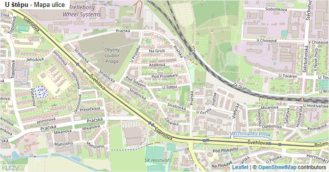U štěpu - mapa ulice