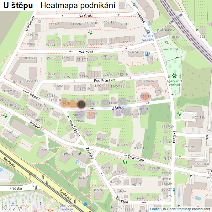 Mapa U štěpu - Firmy v ulici.