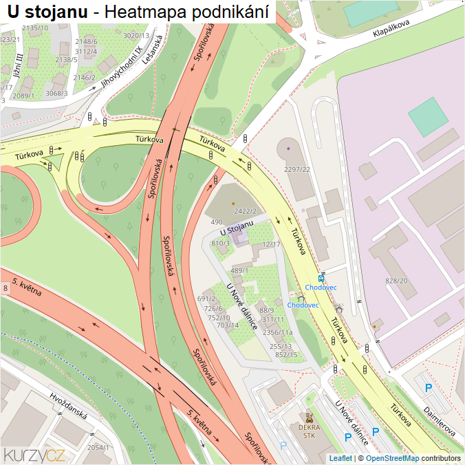 Mapa U stojanu - Firmy v ulici.