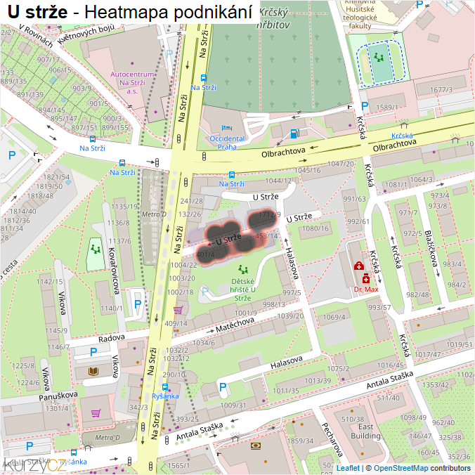 Mapa U strže - Firmy v ulici.