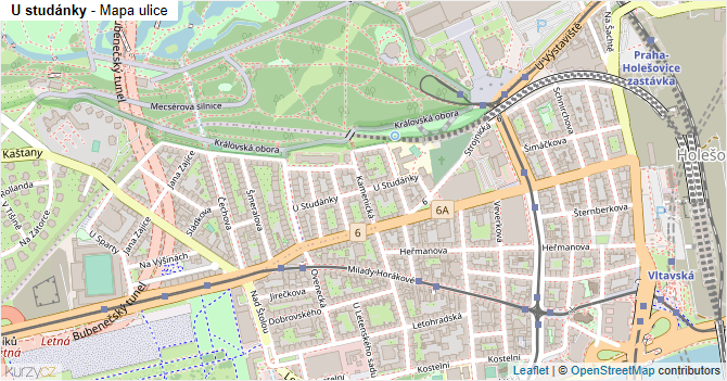 U studánky - mapa ulice