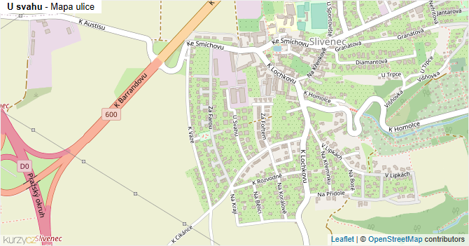 U svahu - mapa ulice