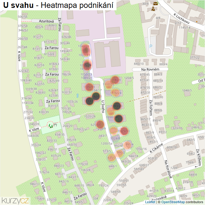 Mapa U svahu - Firmy v ulici.