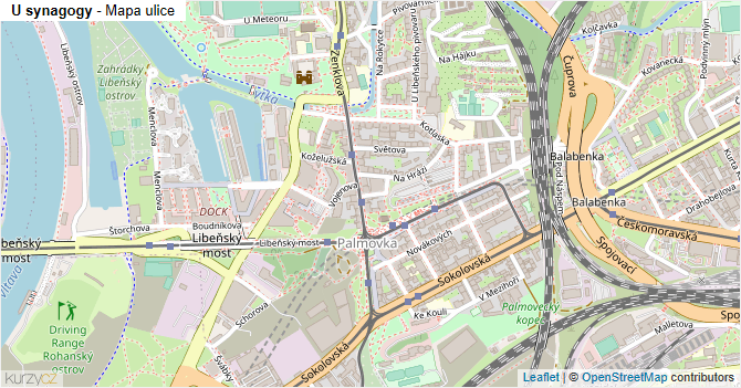 U synagogy - mapa ulice