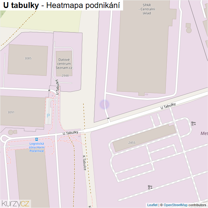 Mapa U tabulky - Firmy v ulici.
