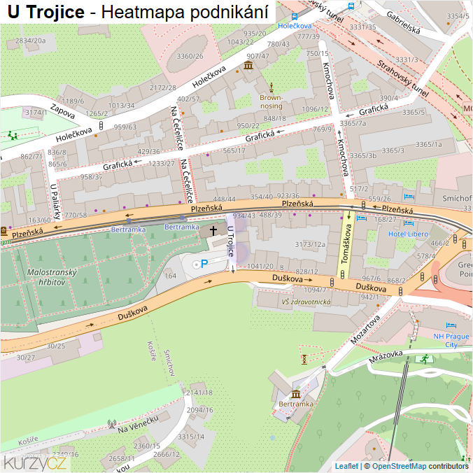 Mapa U Trojice - Firmy v ulici.
