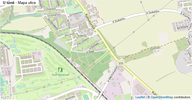 U tůně - mapa ulice