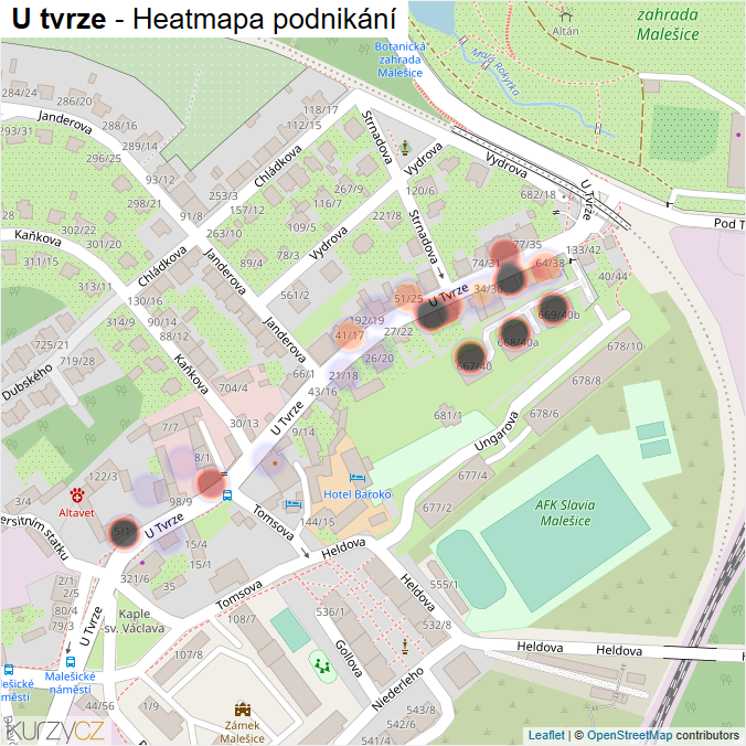 Mapa U tvrze - Firmy v ulici.