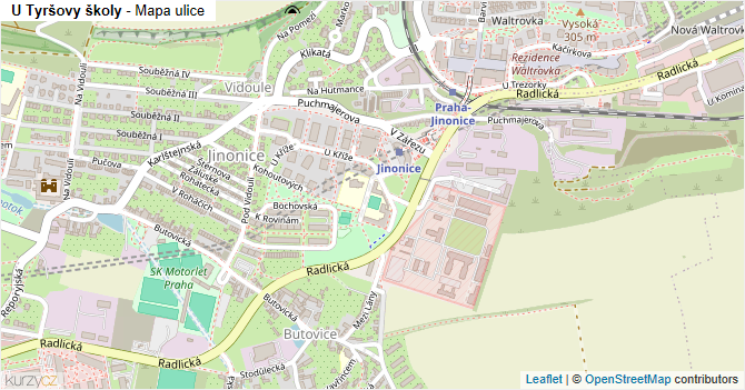 U Tyršovy školy - mapa ulice