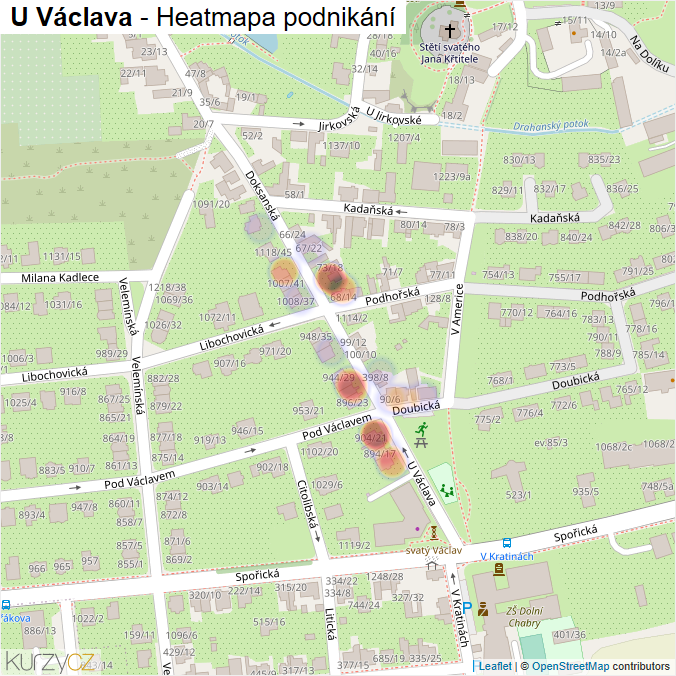 Mapa U Václava - Firmy v ulici.
