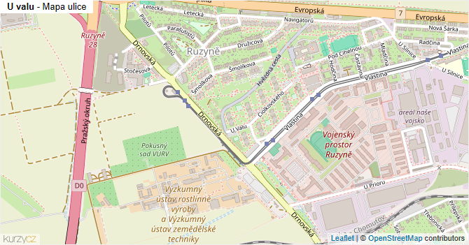 U valu - mapa ulice