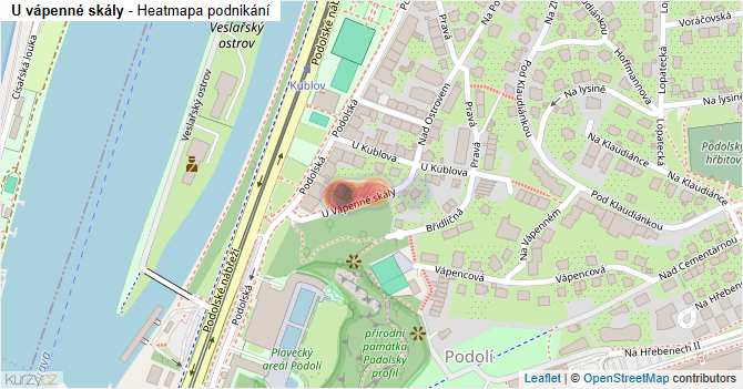 U vápenné skály - mapa podnikání