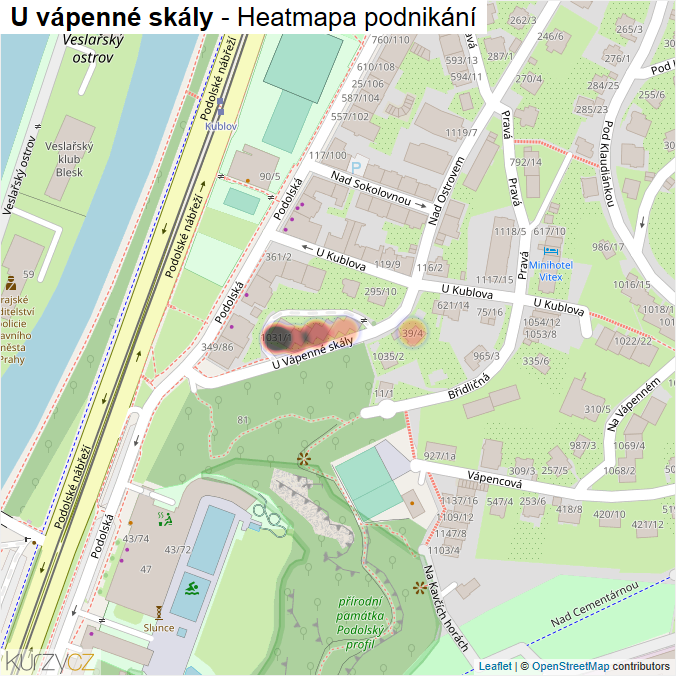 Mapa U vápenné skály - Firmy v ulici.