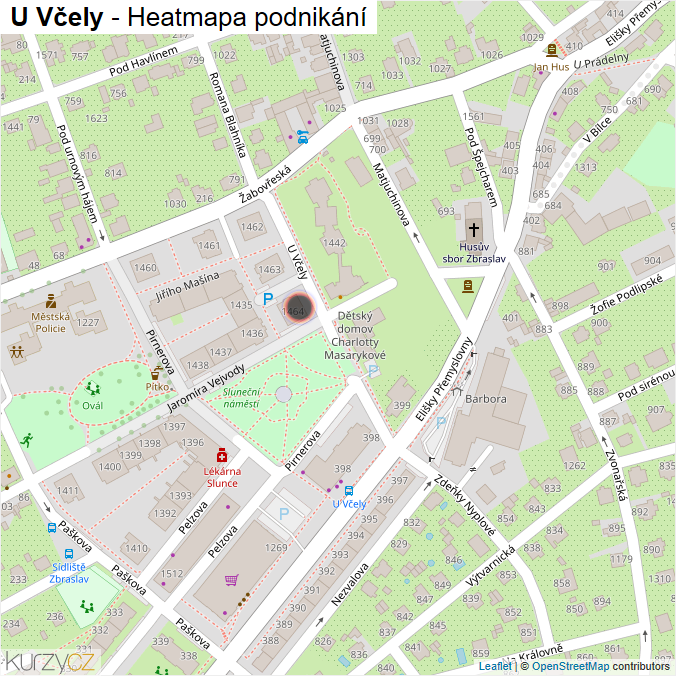 Mapa U Včely - Firmy v ulici.