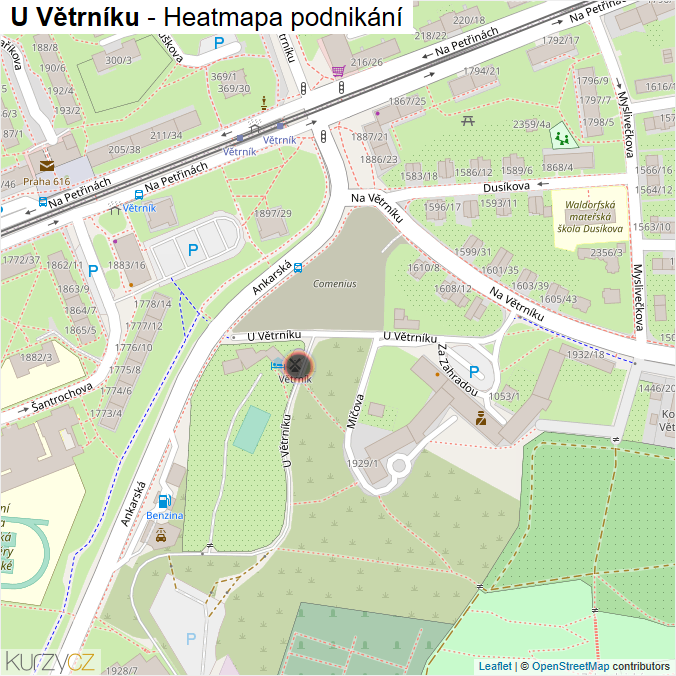 Mapa U Větrníku - Firmy v ulici.