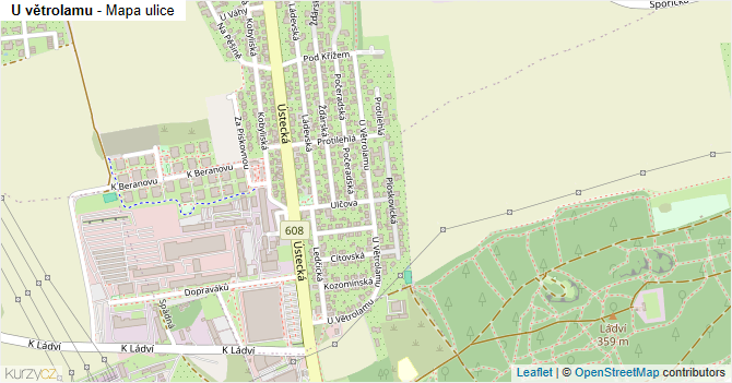 U větrolamu - mapa ulice