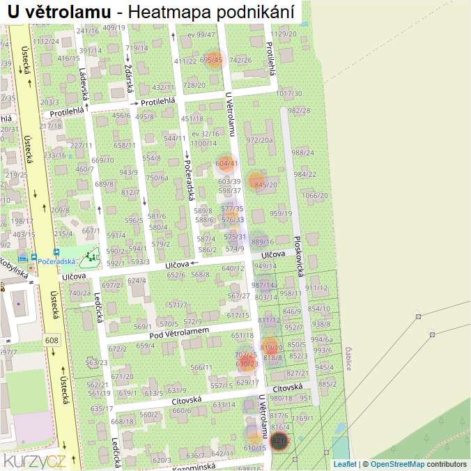 Mapa U větrolamu - Firmy v ulici.