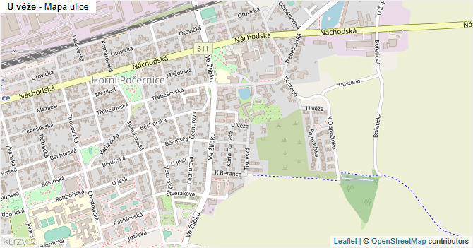 U věže - mapa ulice