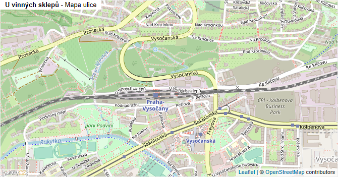 U vinných sklepů - mapa ulice