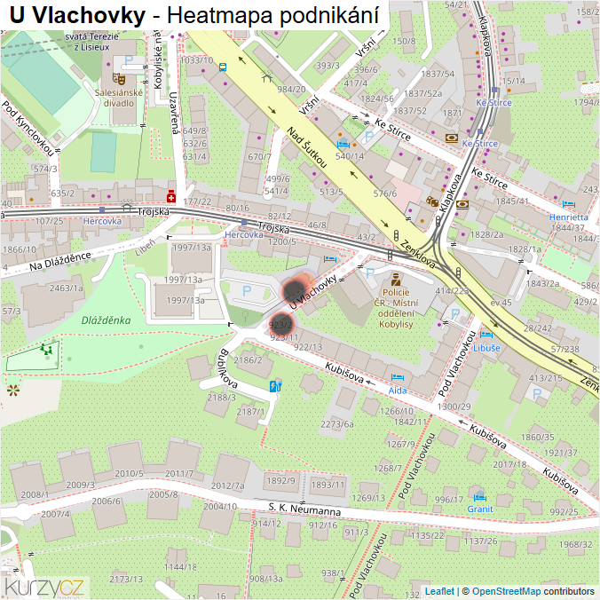 Mapa U Vlachovky - Firmy v ulici.