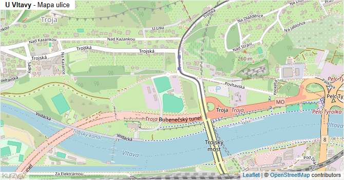 U Vltavy - mapa ulice