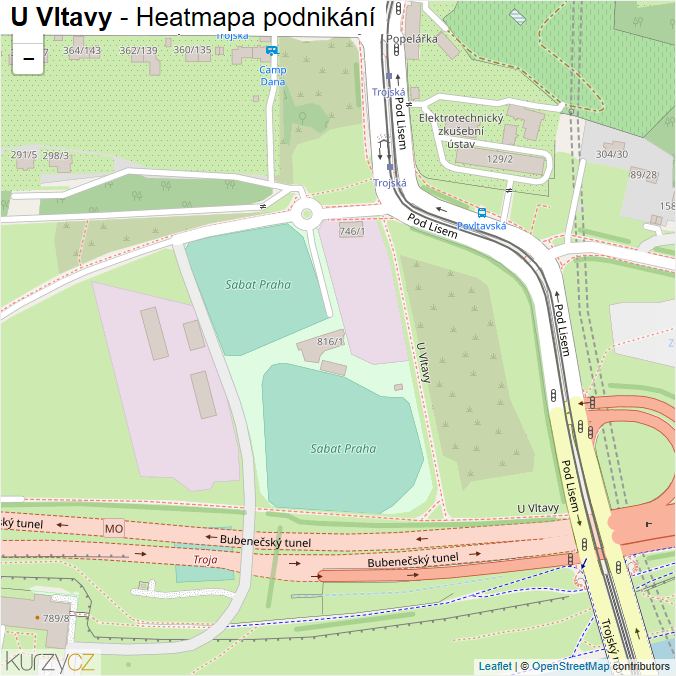 Mapa U Vltavy - Firmy v ulici.
