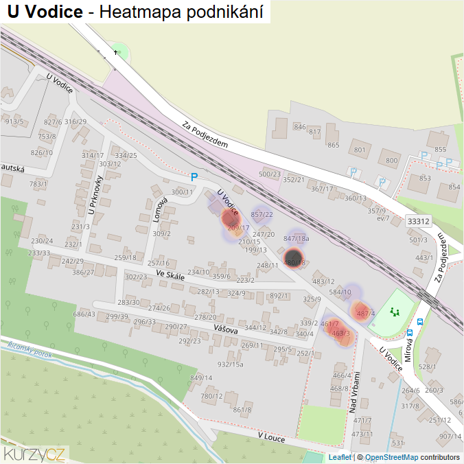 Mapa U Vodice - Firmy v ulici.
