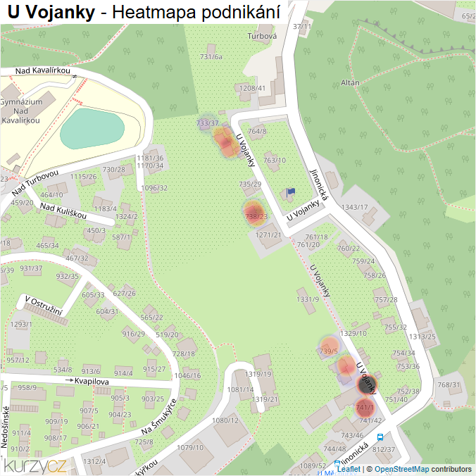 Mapa U Vojanky - Firmy v ulici.