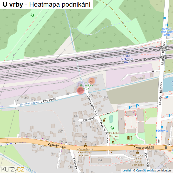 Mapa U vrby - Firmy v ulici.