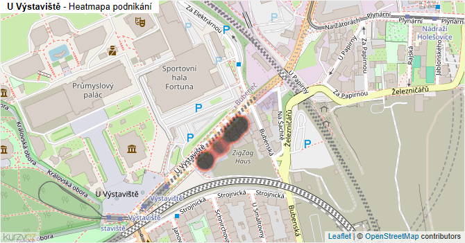 U Výstaviště - mapa podnikání