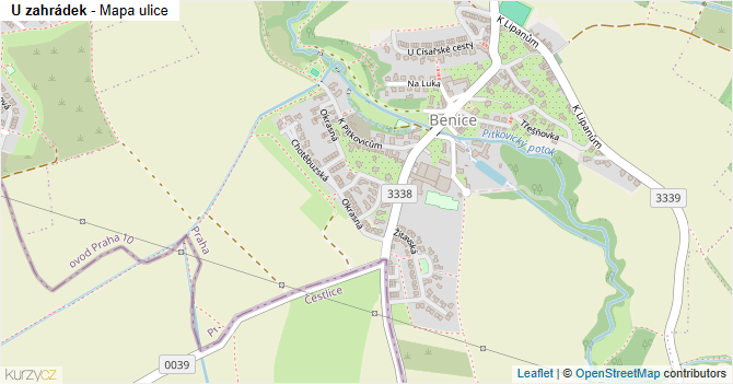 U zahrádek - mapa ulice