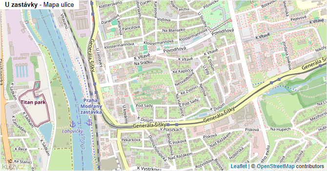 U zastávky - mapa ulice