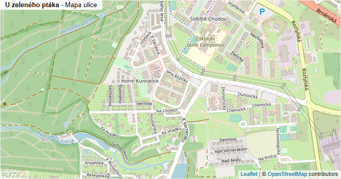 U zeleného ptáka - mapa ulice