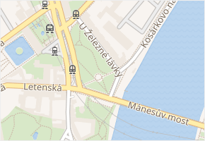U železné lávky v obci Praha - mapa ulice