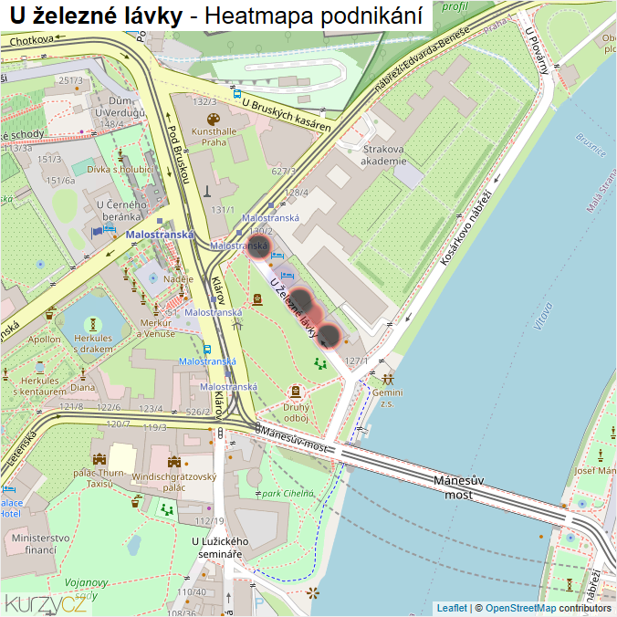 Mapa U železné lávky - Firmy v ulici.