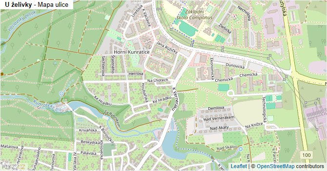 U želivky - mapa ulice