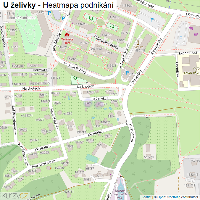 Mapa U želivky - Firmy v ulici.