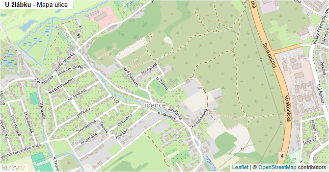 U žlábku - mapa ulice