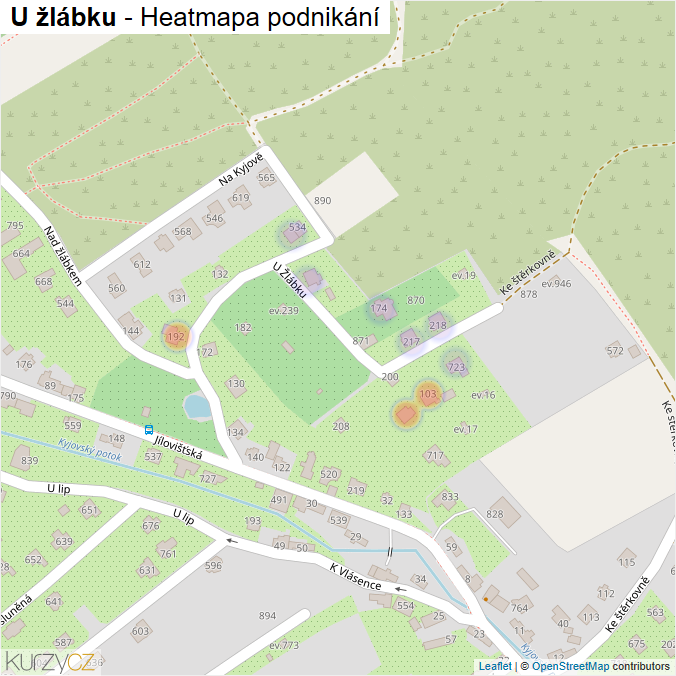 Mapa U žlábku - Firmy v ulici.