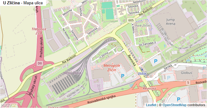 U Zličína - mapa ulice