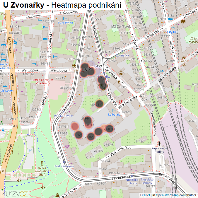 Mapa U Zvonařky - Firmy v ulici.