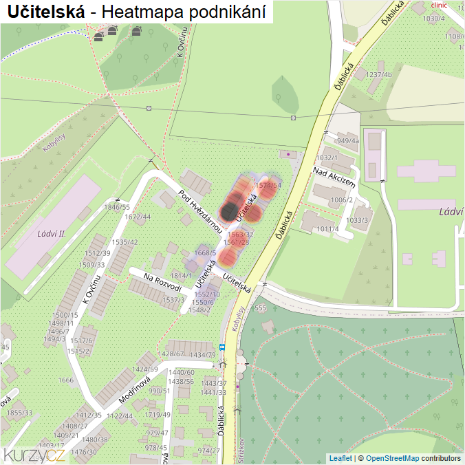 Mapa Učitelská - Firmy v ulici.